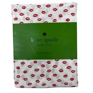 Kate Spade New York Standard Pillowcases set of 2 red lips pattern NWT